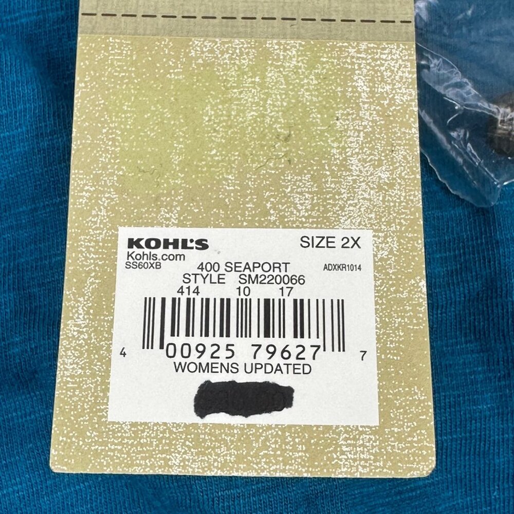 Sonoma Life + Style Women's Size 2X Top Tank Blue New With Tags - Picture 4 of 14
